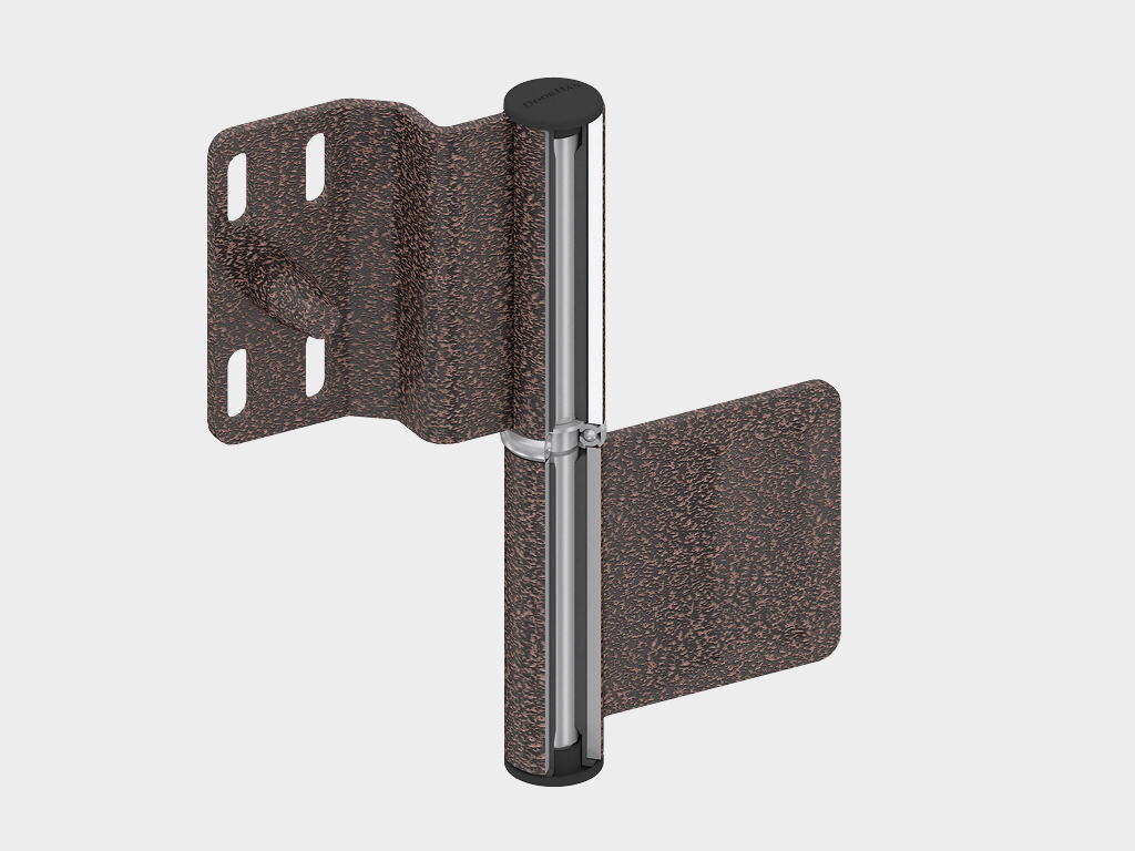 Регулируемые стальные петли из оцинкованной стали с противосъемными штырями защищают от снятия с петель.